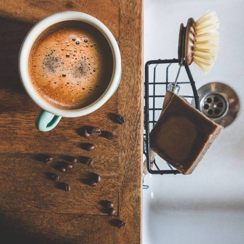 Seife und italienische Kaffee, gleich Kaffeeseife