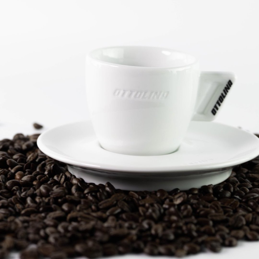 Original Ottolina Cappuccino Tasse „Weiß“, mit Untertasse